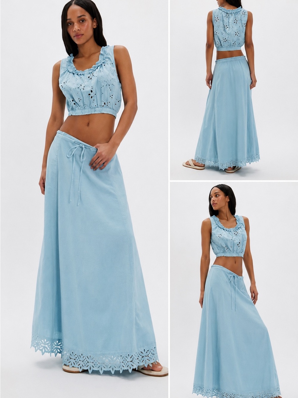 Free People Blue 2-Piece Maxi Skirt Set